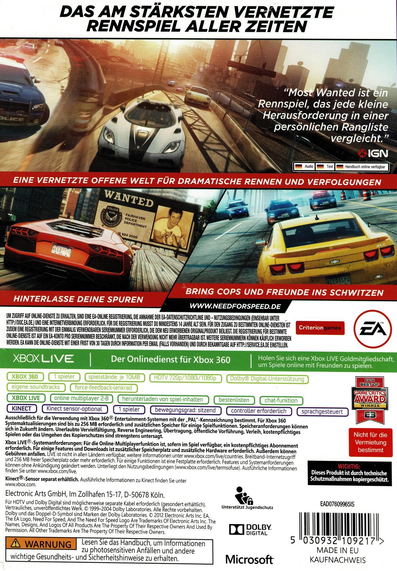 Need For Speed Most Wanted (2012) (Xbox 360)