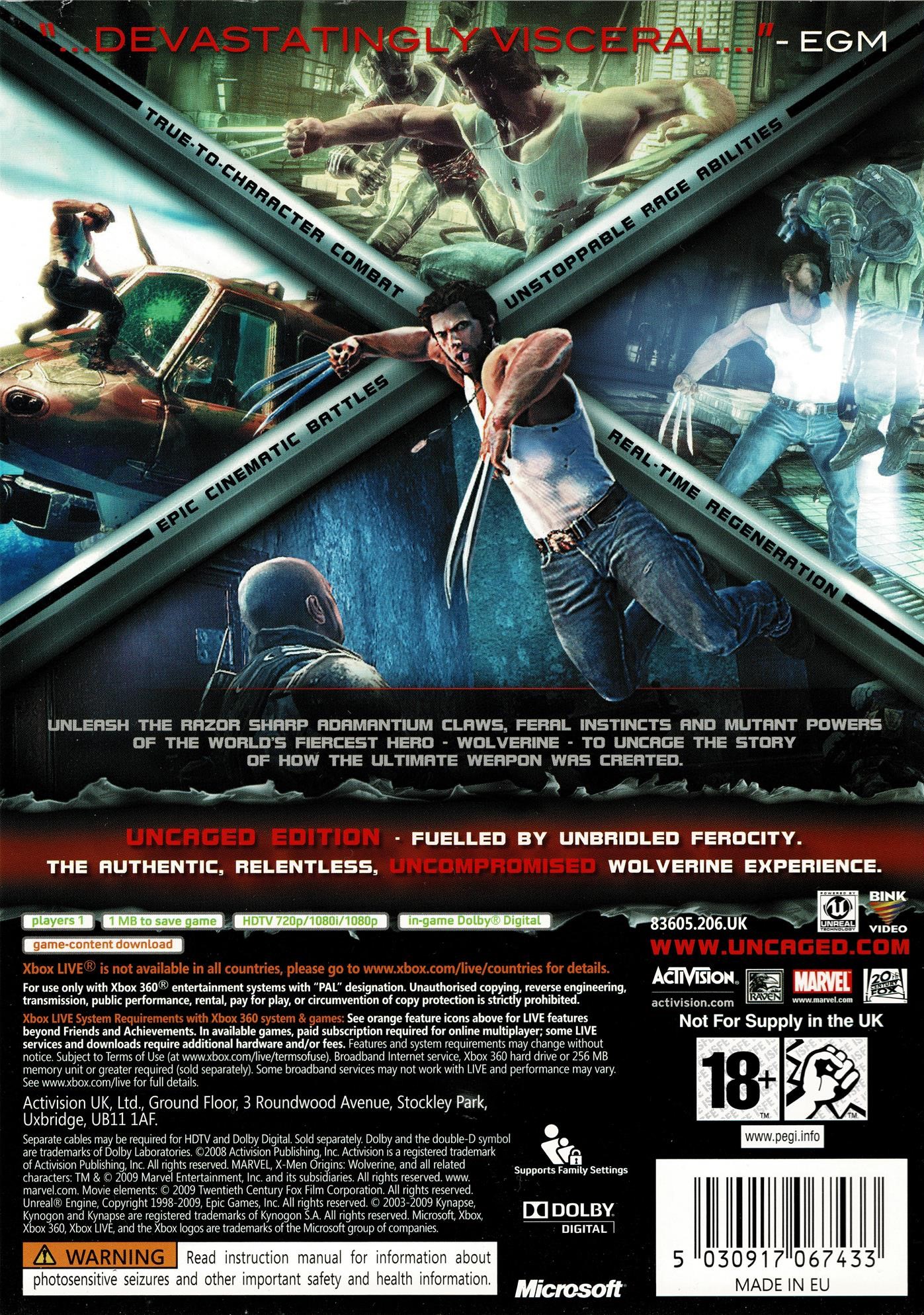 X-Men Origins: Wolverine Uncaged Edition (Xbox 360)