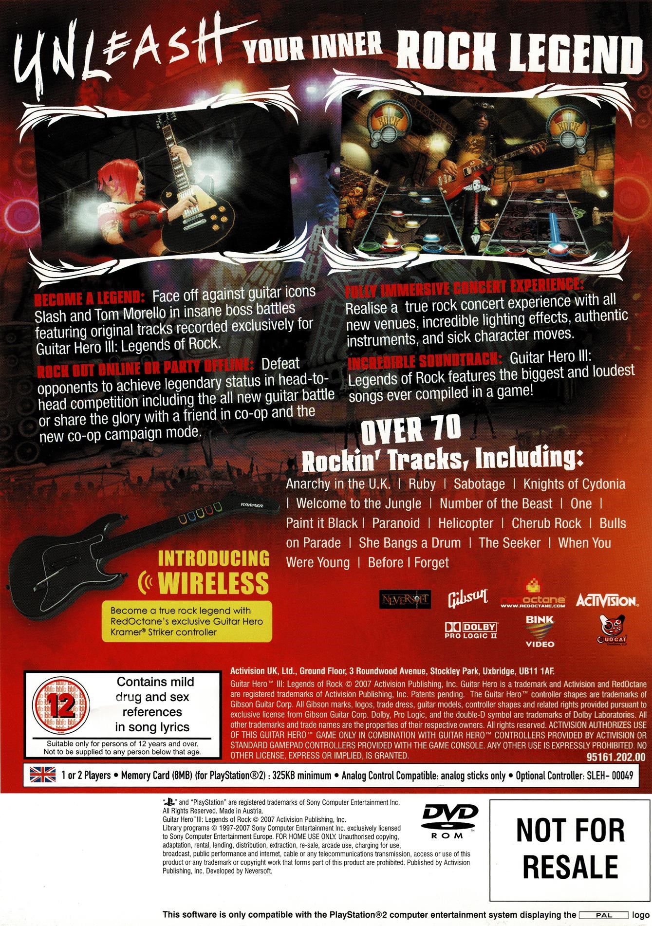 Guitar Hero III: Legends of Rock (PS2)