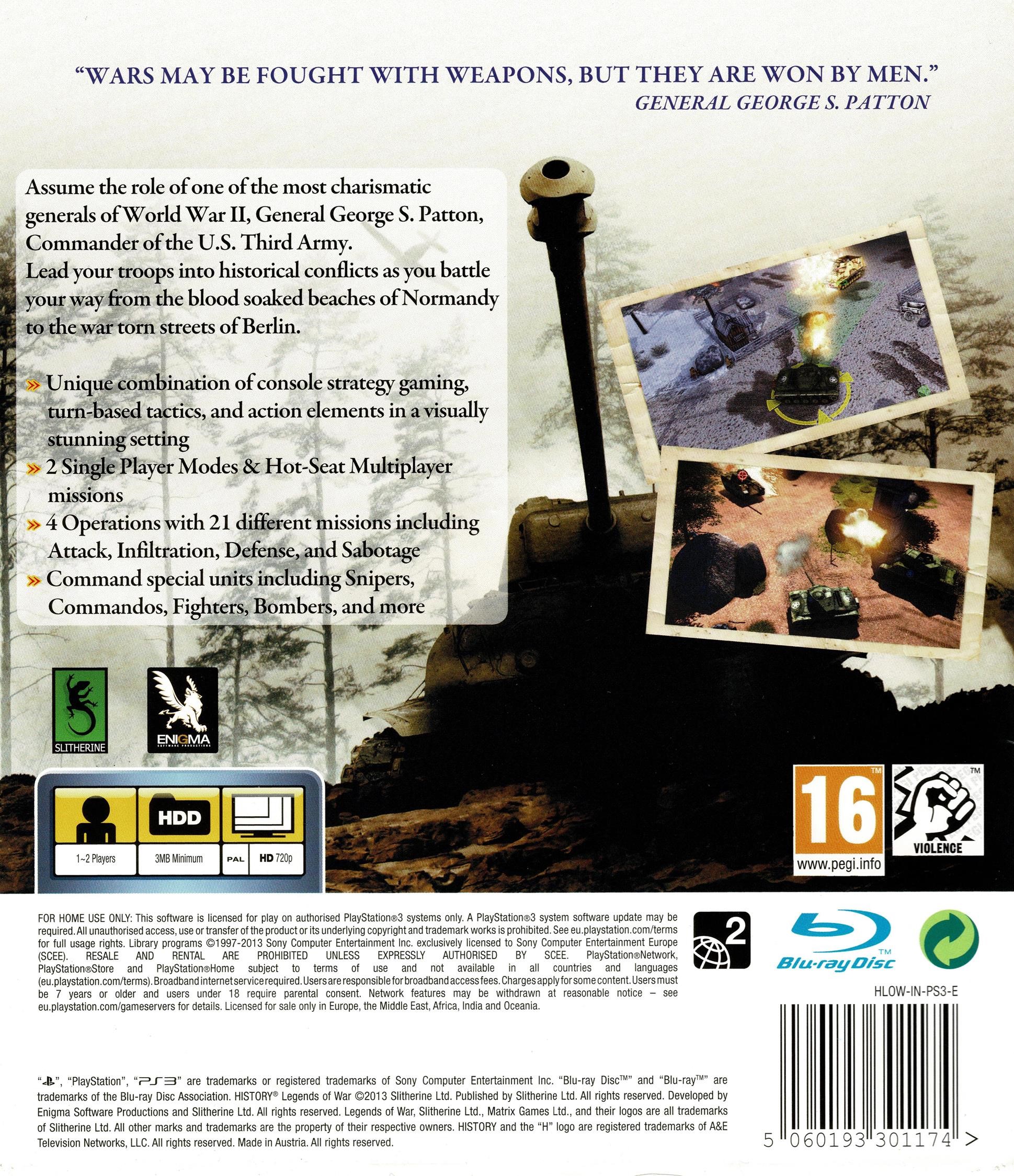 History Legends of War (PS3)