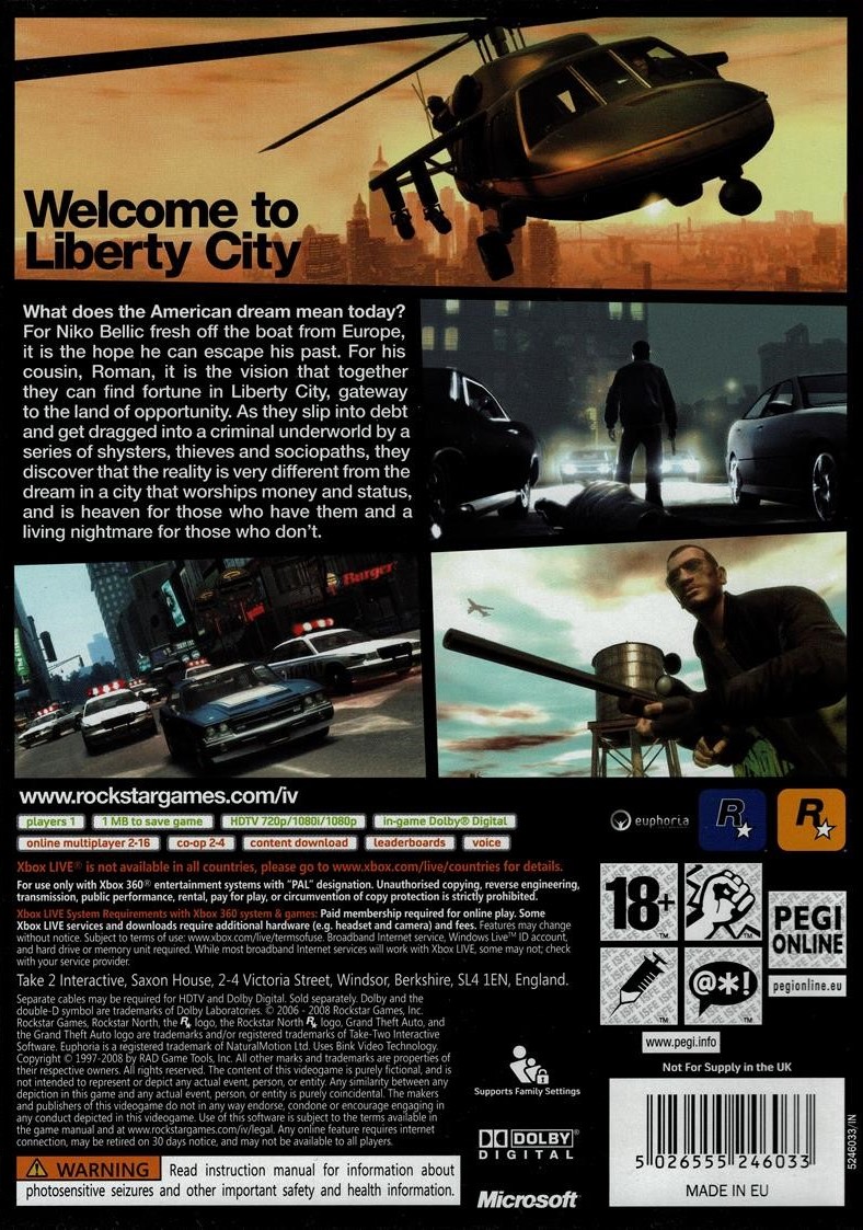 Grand Theft Auto IV (GTA 4) (Xbox 360)