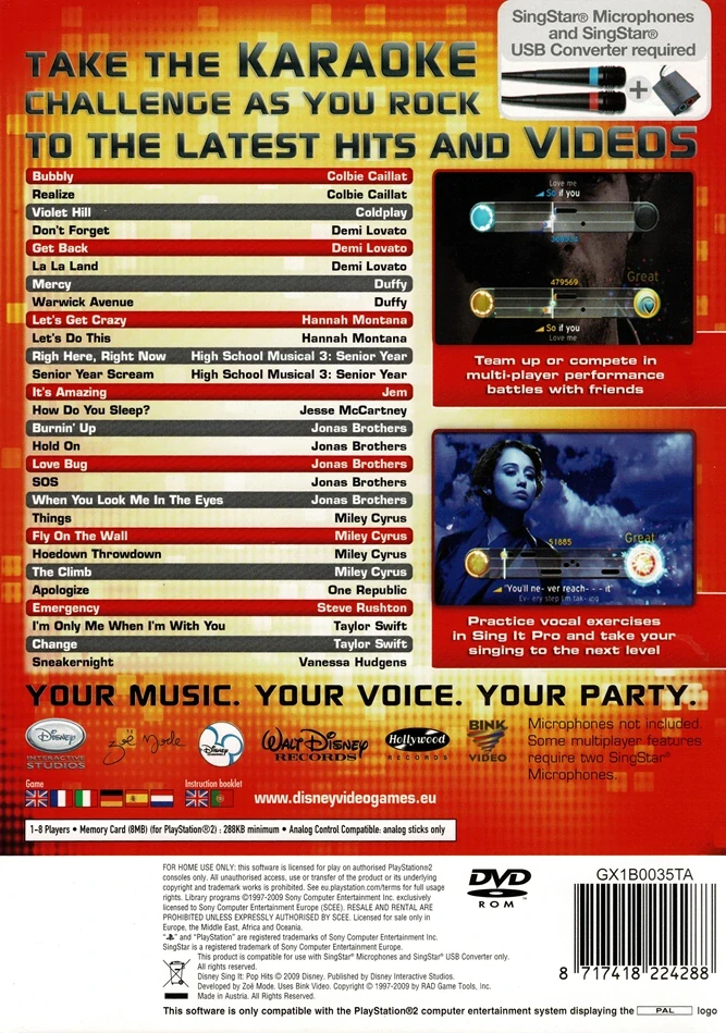 Disney Sing it! Pop Hits (PS2)