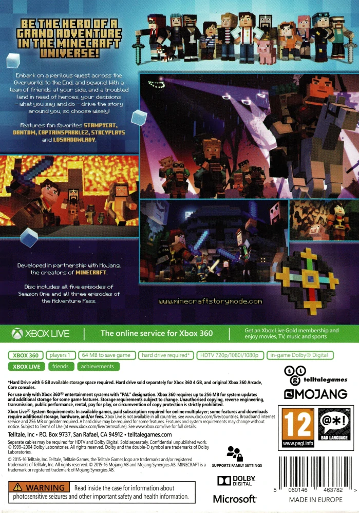 Minecraft Story Mode The Complete Adventure (Xbox 360)