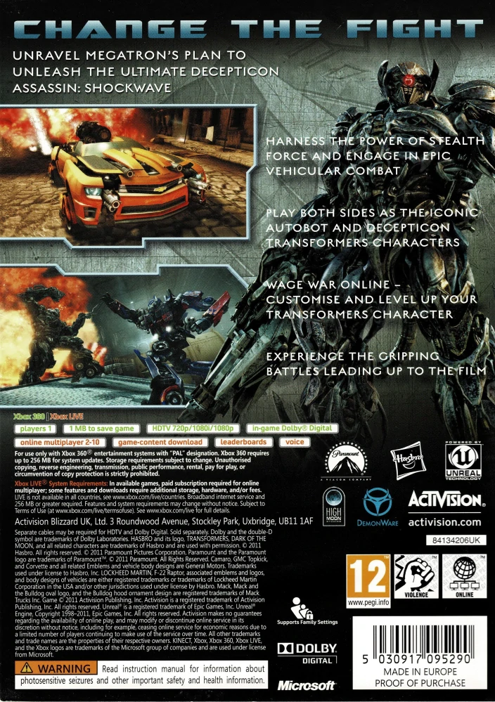 Transformers Dark of The Moon (Xbox 360)
