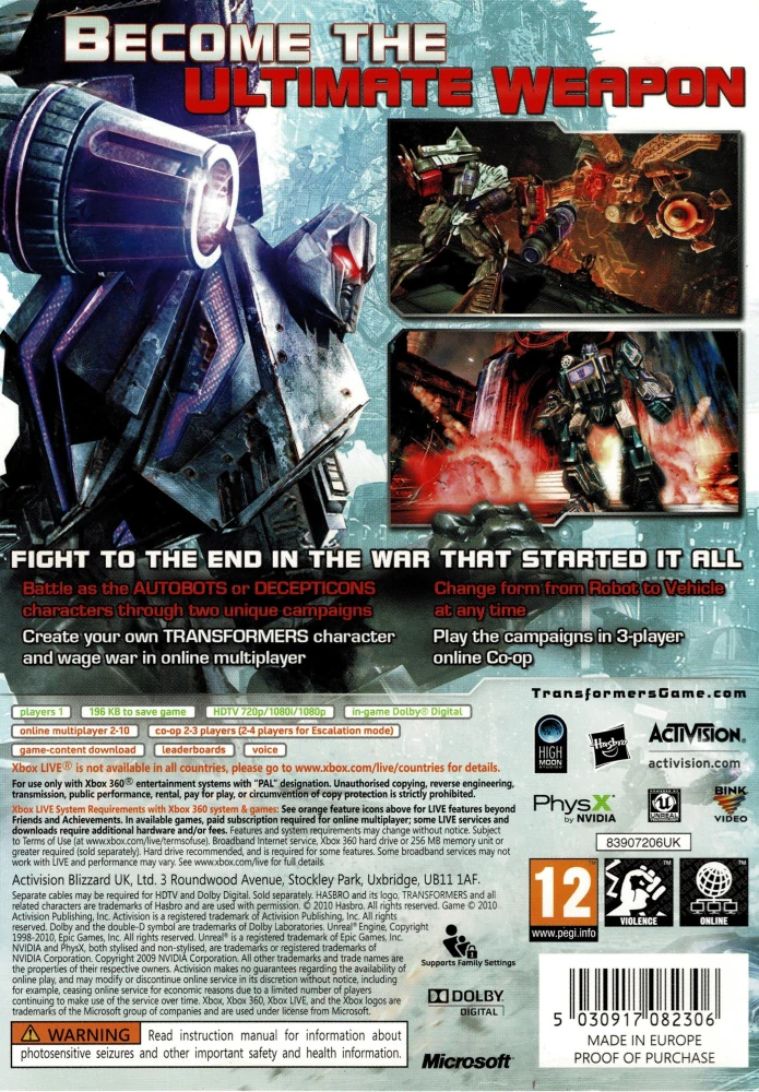 Transformers War for Cybertron (Xbox 360)