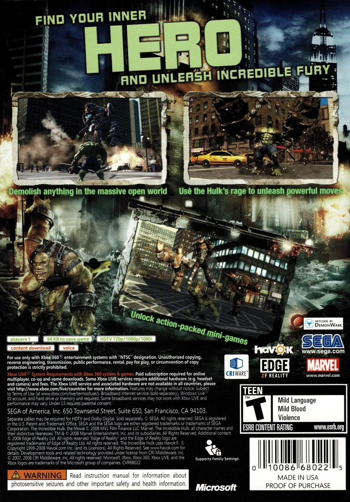 The Incredible Hulk (Xbox 360)