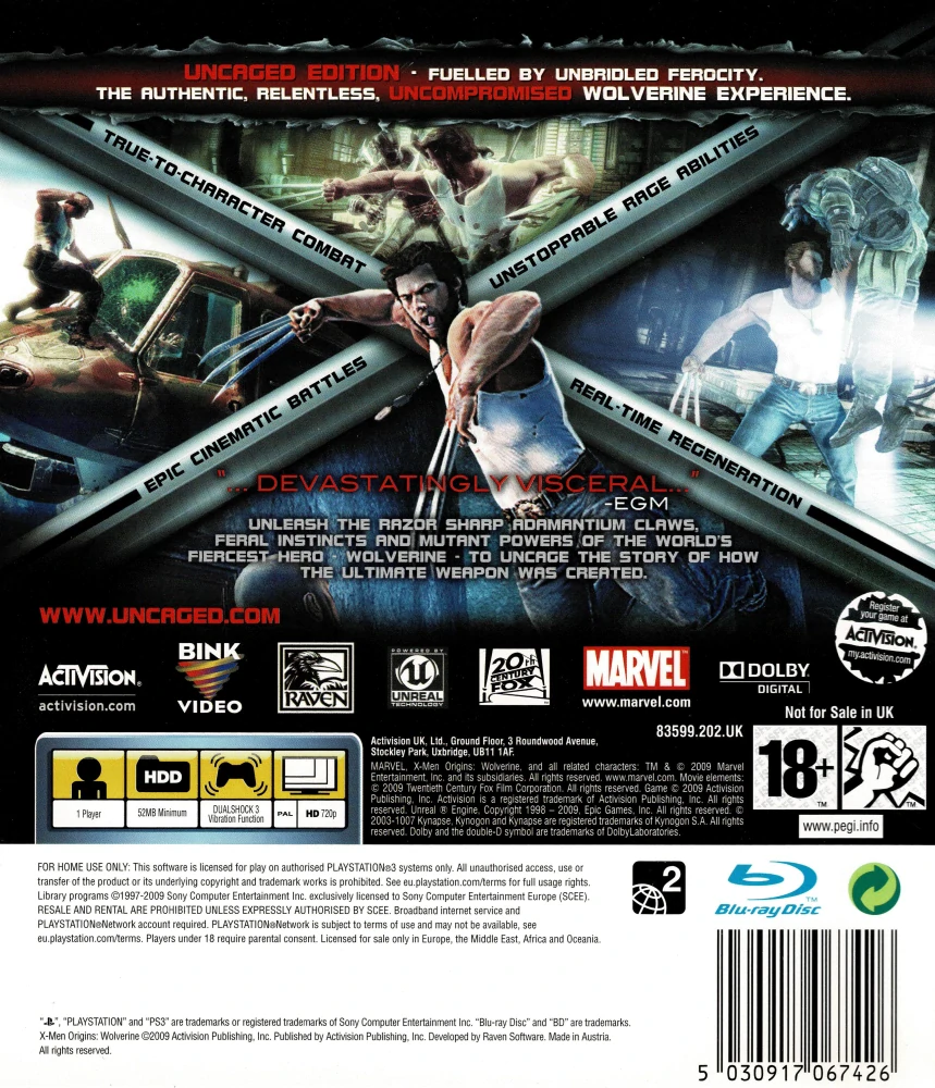 X-MEN Origins Wolverine Uncaged Edition (PS3)