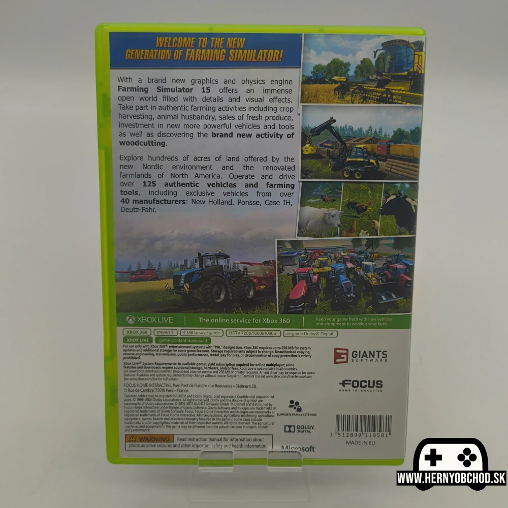 𝗙𝗮𝗿𝗺𝗶𝗻𝗴 𝗦𝗶𝗺𝘂𝗹𝗮𝘁𝗼𝗿 𝟮𝟬𝟭𝟱 (𝗫𝗯𝗼𝘅 𝟯𝟲𝟬): Hra + manuál | Anglický obal