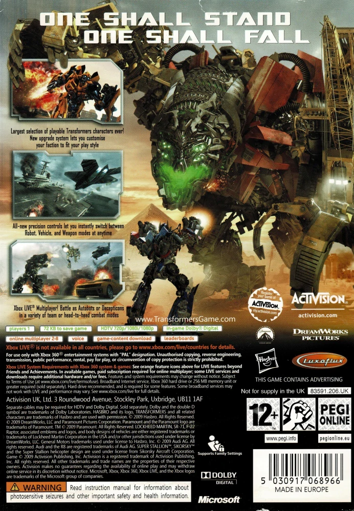 Transformers: Revenge of the Fallen (Xbox 360)
