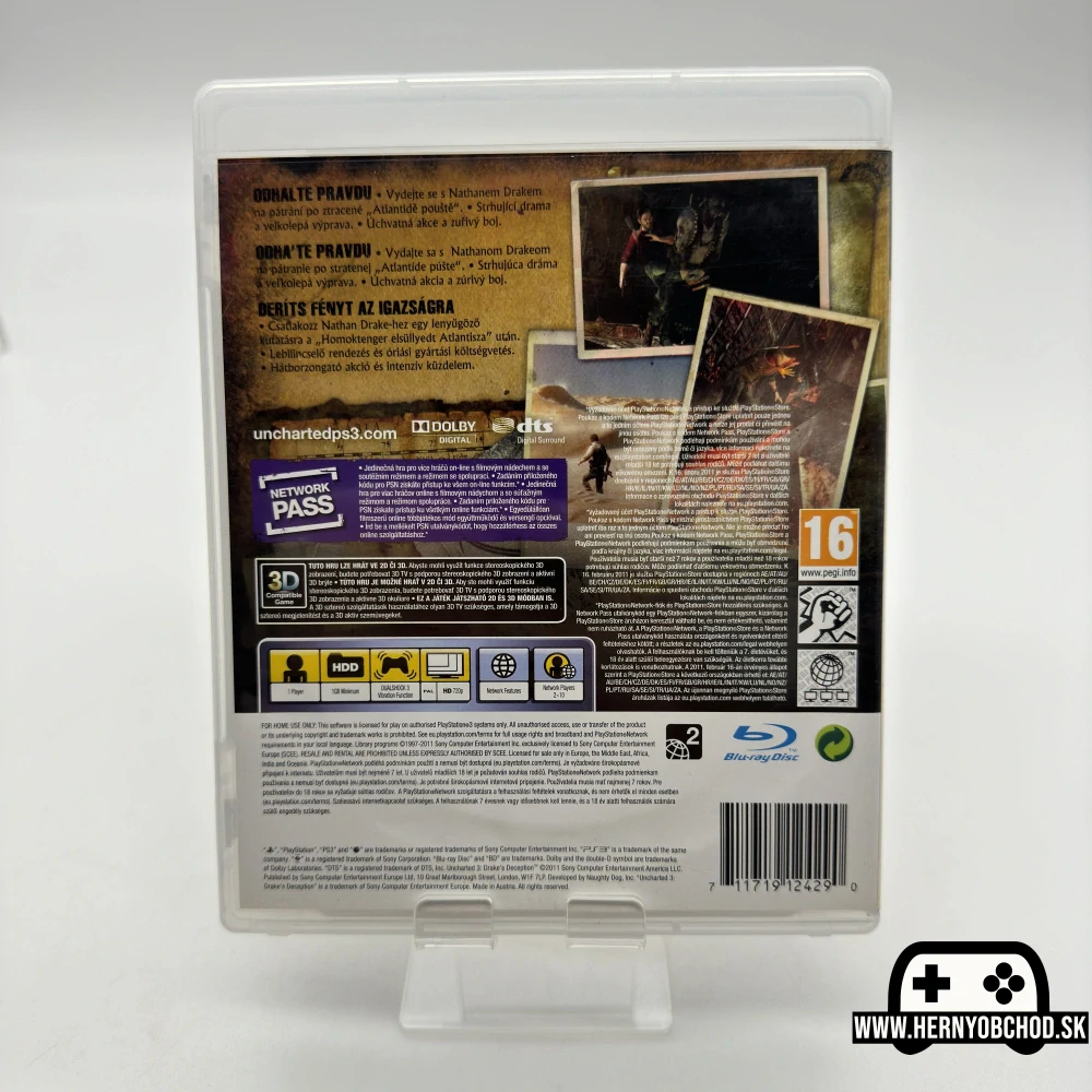 𝗨𝗻𝗰𝗵𝗮𝗿𝘁𝗲𝗱 𝟯: 𝗗𝗿𝗮𝗸𝗲'𝘀 𝗗𝗲𝗰𝗲𝗽𝘁𝗶𝗼𝗻 (𝗣𝗦𝟯): Hra + manuál | Disk má škrabance | Slovensko-český obal