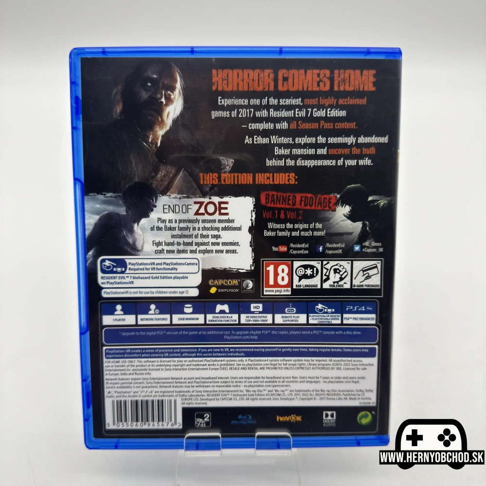𝗥𝗲𝘀𝗶𝗱𝗲𝗻𝘁 𝗘𝘃𝗶𝗹 𝟳 𝗚𝗼𝗹𝗱 𝗘𝗱𝗶𝘁𝗶𝗼𝗻 (𝗣𝗦𝟰): Hra bez manuálu | Disk má škrabance | Anglický obal (náhradný)
